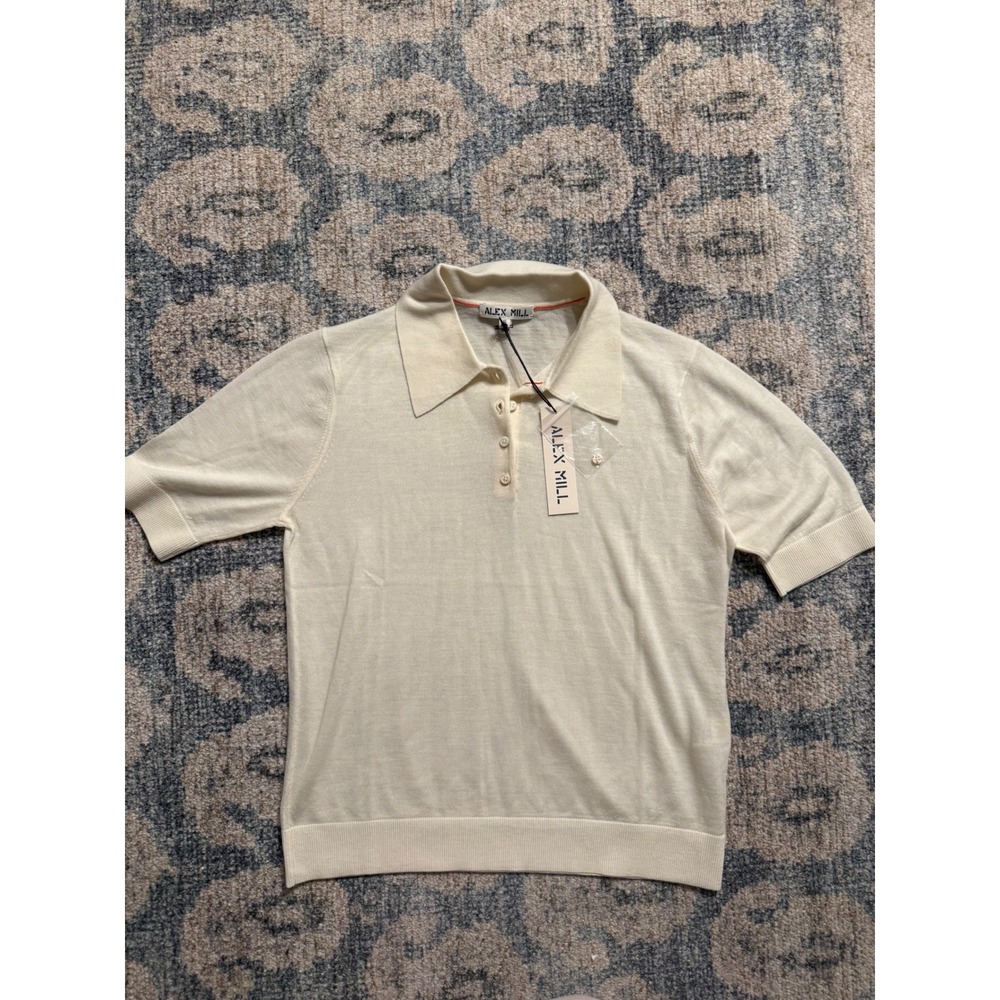 Alex Mill Ava Short Sleeve Polo Ivory Size Small NWT